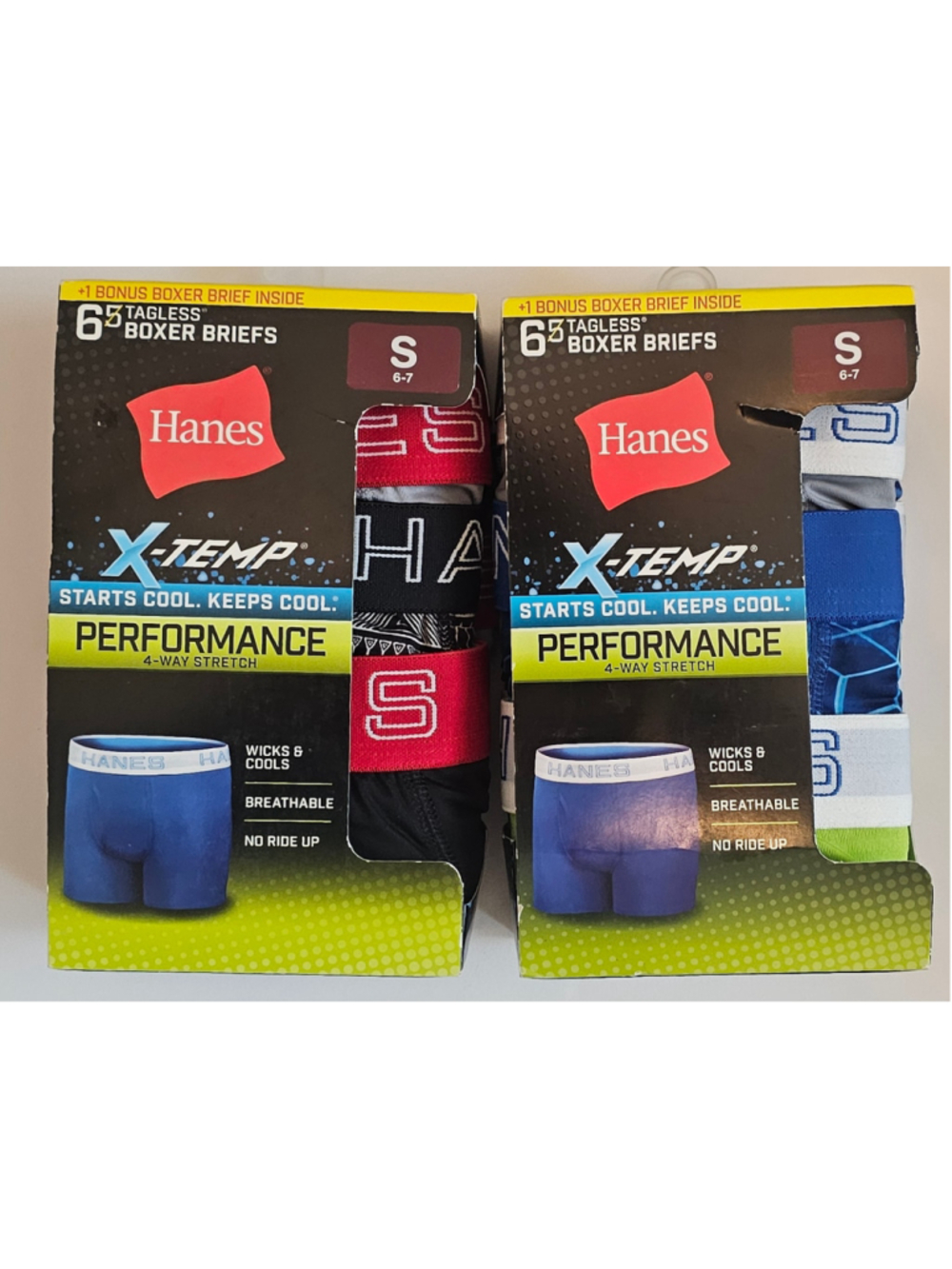 Boys Hanes Performance Boxer Briefs Size S (6-7) Multi-color